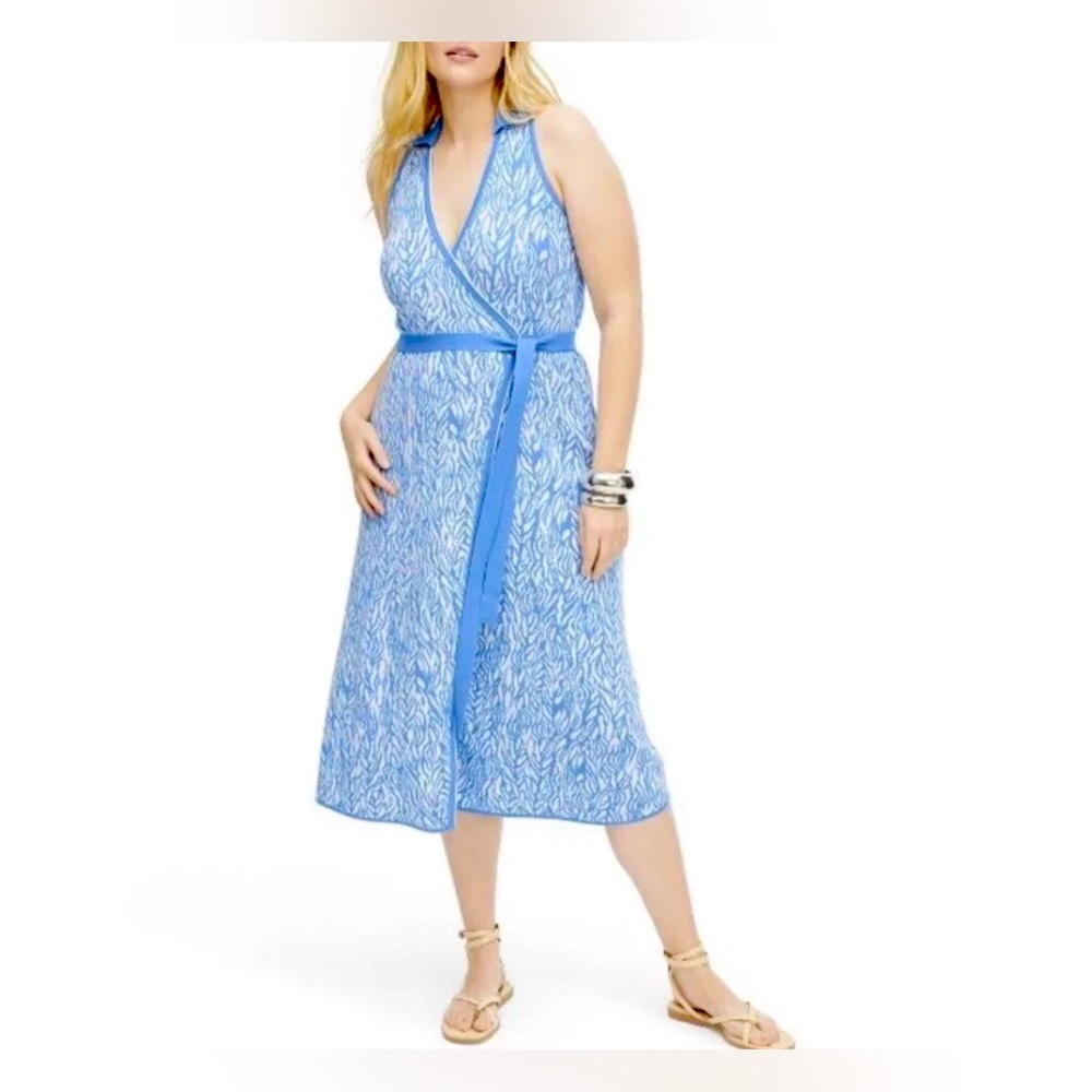 Diane Von Furstenberg • Target Knit Wrap Dress Blue and White size XXL